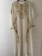 Marokkaanse henna jurk kandoura handgemaakt m/l wit/goud, Maat 38/40 (M), Overige typen, Verzenden, Wit
