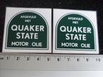 2x sticker afgevuld met quaker state motor olie oil logo, Verzamelen, Verzenden, Zo goed als nieuw, Merk