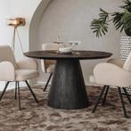New vintage zwart ronde eettafel massieve tafel rond walnut, Nieuw, Rond, Ophalen, Vijf personen of meer
