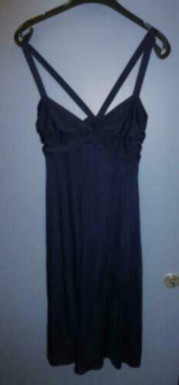 Temperley paars /donker blauwe prachtige jurk zijde XS 27370