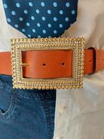 Leren riem met grote strass gesp maat 40/42, Kleding | Dames, Riemen en Ceinturen, Ophalen of Verzenden, Zo goed als nieuw, Bruin