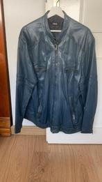 Donker blauwe leren jas maat 62, Kleding | Heren, Ophalen of Verzenden, Zo goed als nieuw, Overige maten, Blauw