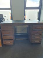 Vintage houten jaren 50 bureau + vintage bureau draaistoel, Huis en Inrichting, Bureaus, Ophalen, Gebruikt, Bureau