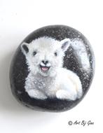 Schattig Lammetje hand geschilderd op een mooie riviersteen, Ophalen of Verzenden