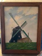 Houten schilderij molen, Antiek en Kunst, Kunst | Schilderijen | Klassiek, Ophalen