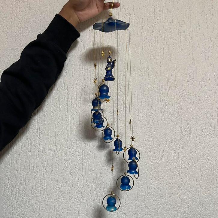 Kerst engel windgong - blauw en goud, Diversen, Kerst, Zo goed als nieuw, Ophalen of Verzenden