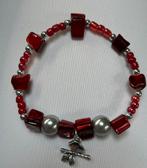 Kralen armband rood met roodborstbedel, Ophalen of Verzenden, Nieuw, Rood