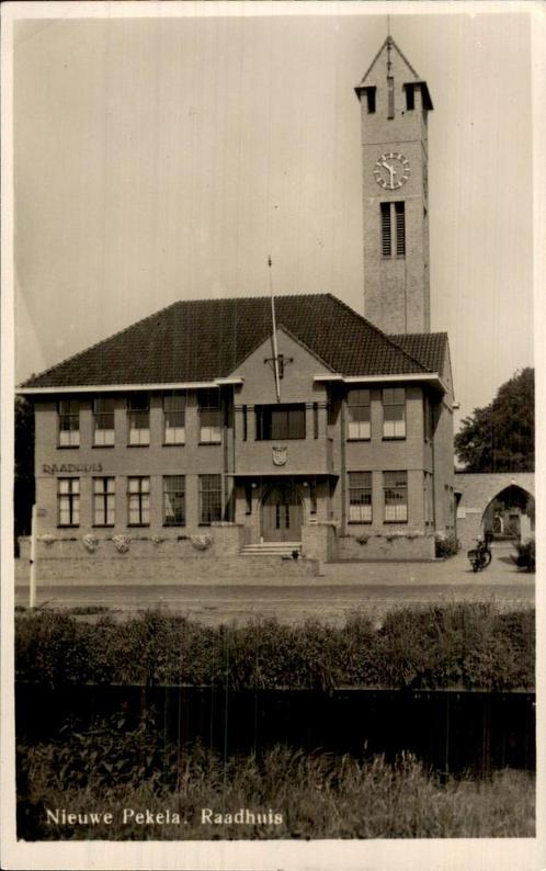 Nieuwe Pekela - Raadhuis, Verzamelen, Ansichtkaarten | Nederland, Gelopen, Groningen, Voor 1920, Ophalen of Verzenden