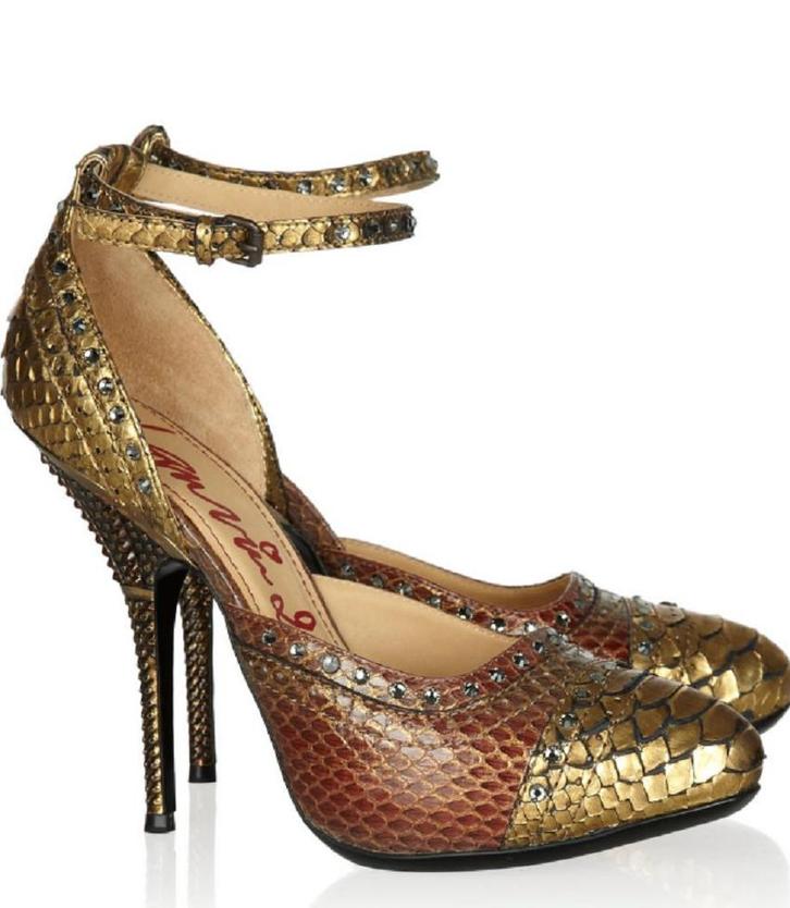 Nieuwe Lanvin art-déco pumps in goudkleurige python, mt 37, Kleding | Dames, Schoenen, Nieuw, Pumps, Overige kleuren, Verzenden