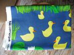 Vintage retro kinderstof kinderprint eendjes NIEUW jaren 70, Hobby en Vrije tijd, Stoffen en Lappen, Blauw, 120 cm of meer, Nieuw