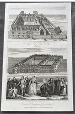 Vintage Gravure Jesus College Universiteit, 18e Eeuw, Ophalen of Verzenden