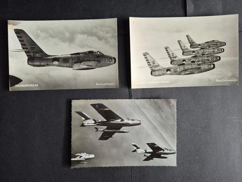 3 ansichtkaarten van Kon. Luchtmacht Thunderstreak (A248), Verzamelen, Luchtvaart en Vliegtuigspotten, Gebruikt, Kaart, Foto of Prent