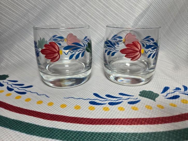 2x Boerenbont sapglazen, Huis en Inrichting, Keuken | Servies, Zo goed als nieuw, Boerenbont, Glas, Ophalen of Verzenden