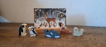 Nieuw houten dieren anzichtkaarten seizoentafel kaarthouder  beschikbaar voor biedingen