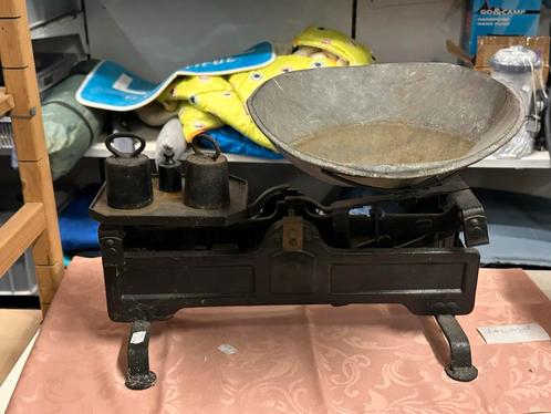 Antieke Weegschaal met Gewichten - Decoratief & Functioneel, Antiek en Kunst, Antiek | Gereedschap en Instrumenten, Ophalen of Verzenden