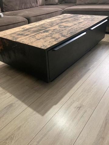Salontafel teakhout MOET NU WEG zwart met lades 130cm hout beschikbaar voor biedingen
