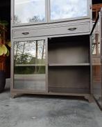 Stalen apothekerskast | Metalen vitrinekast | Brons #84, Gebruikt, 100 tot 150 cm, 200 cm of meer, Ophalen of Verzenden
