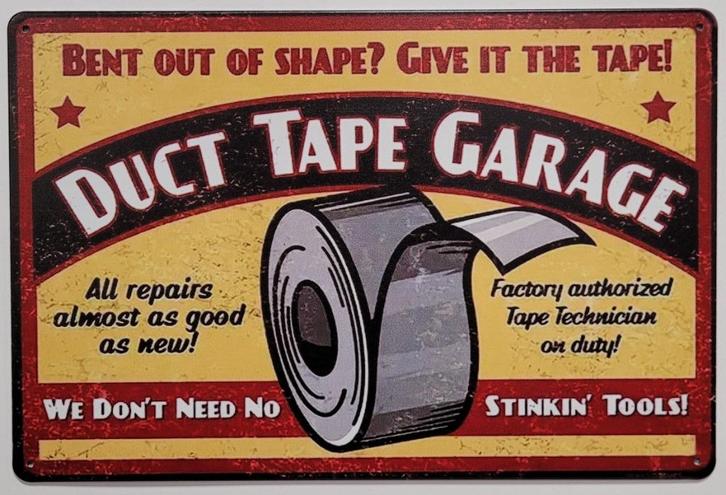 Duct tape garage give it tape metalen reclamebord wanddeco, Huis en Inrichting, Woonaccessoires | Wanddecoraties, Nieuw, Ophalen of Verzenden