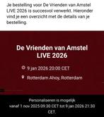 8 tickets Vrienden van Amstel Live 9 januari 2026 in Ahoy, Drie personen of meer