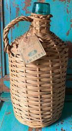 Oude Antwerpse wijngistfles in riet, Ophalen of Verzenden, Zo goed als nieuw, Rond, Riet