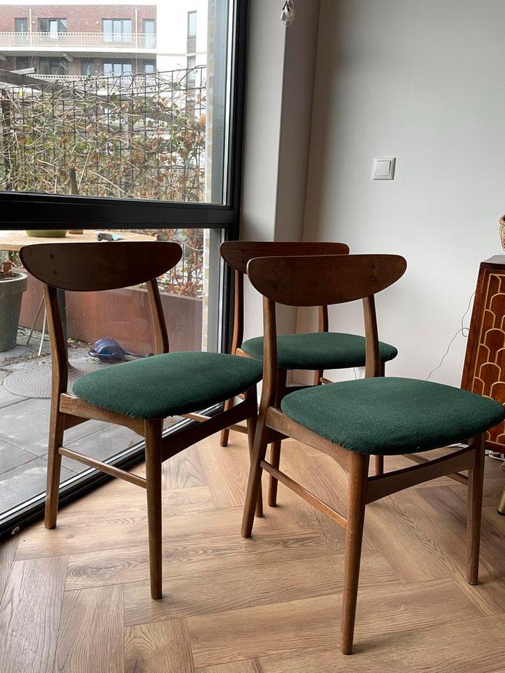 Farstrup Design Eetkamerstoelen - Set van 3, Huis en Inrichting, Stoelen, Gebruikt, Drie, Hout, Bruin, Ophalen