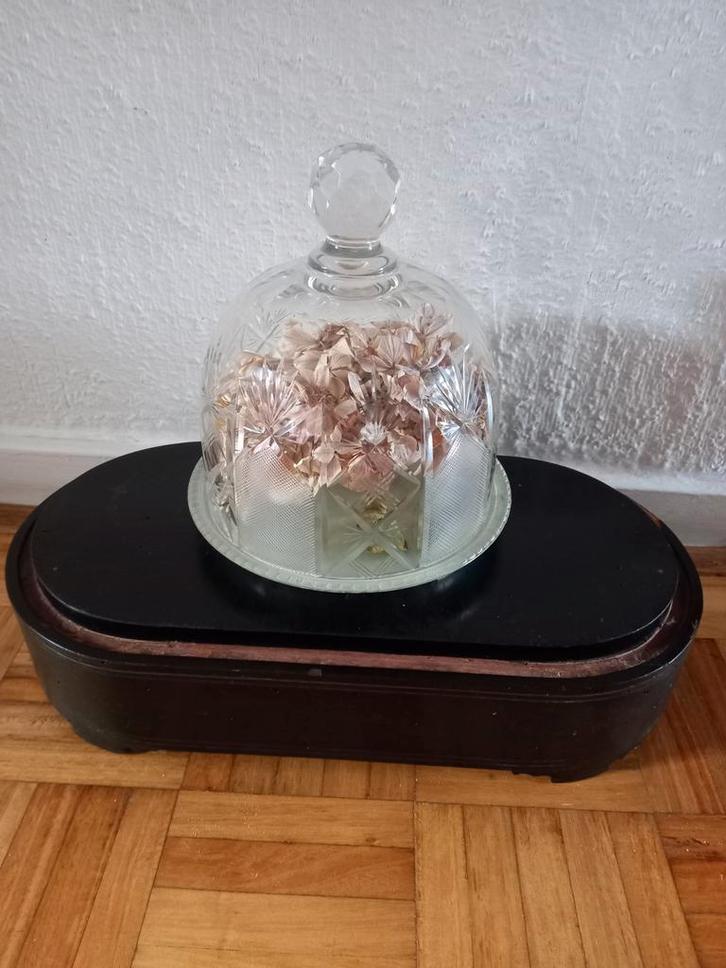 Kristallen stolp met glazen onderbord, Antiek en Kunst, Antiek | Woonaccessoires, Ophalen of Verzenden