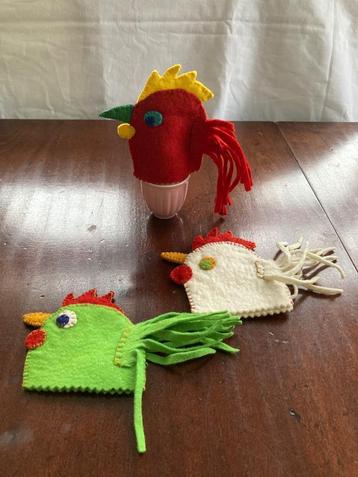 Vintage handgemaakte eierwarmers hanen, set 3 stuks beschikbaar voor biedingen