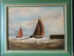 Olieverfschilderij HWG Winter , botters langs de kust, Antiek en Kunst, Verzenden