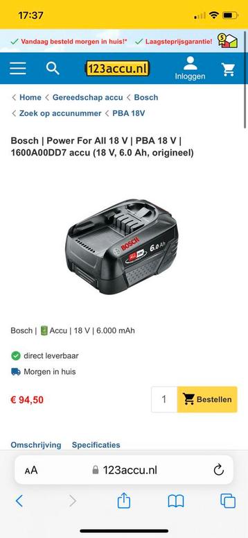 Bosch groen accu 18v 6.0 ah nieuw origineel beschikbaar voor biedingen