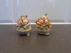 2x klein beeldje clown met ton, Ophalen of Verzenden, Gebruikt, Overige typen
