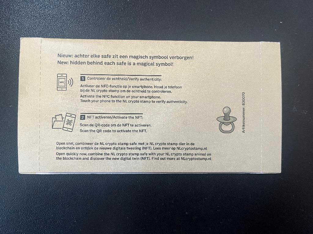 ≥ PostNL Crypto Stamp Safe fopspeen, niet geclaimd — Postzegels | Nederland  — Marktplaats