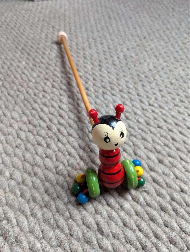 Loopstok lieveheersbeestje / duwstok, Kinderen en Baby's, Speelgoed | Houten speelgoed, Gebruikt, Ophalen of Verzenden