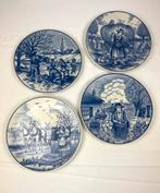 Delfsblauwe bordjes vier stuks, Antiek en Kunst, Antiek | Wandborden en Tegels, Ophalen of Verzenden