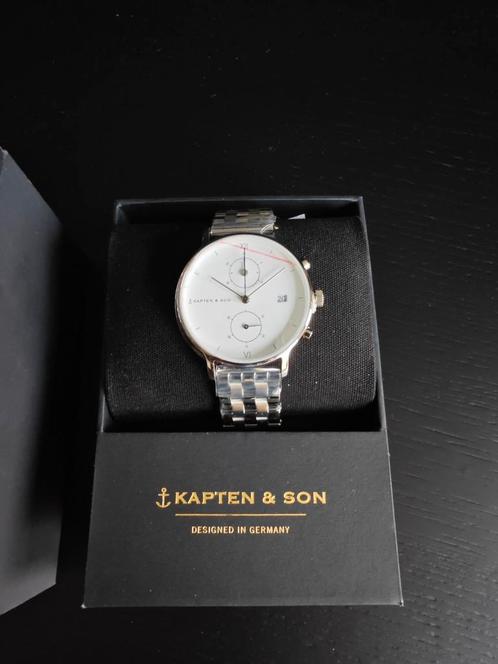 Kapten & Son Chrono Silver Steel 40mm horloge, nieuw!, Sieraden, Tassen en Uiterlijk, Horloges | Heren, Nieuw, Polshorloge, Overige merken