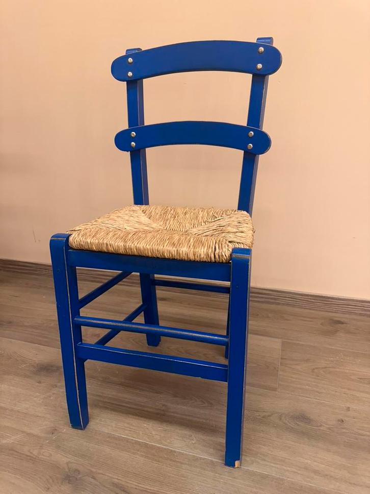 Originele Griekse Taverne Stoel " Santorini ", Huis en Inrichting, Stoelen, Gebruikt, Vijf, Zes of meer stoelen, Hout, Riet of Rotan