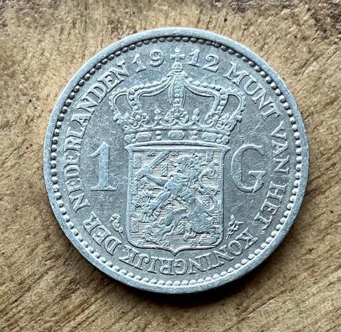 1 gulden 1912 Wilhelmina, Postzegels en Munten, Munten | Nederland, Losse munt, 1 gulden, Koningin Wilhelmina, Zilver, Ophalen