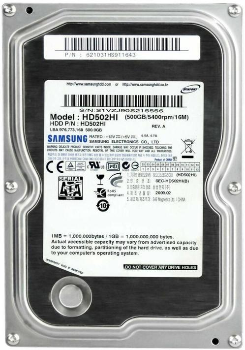 Samsung Spinpoint F3 HD502HJ 3.5" 500 GB SATA, Computers en Software, Harde schijven, Gebruikt, Desktop, Verzenden
