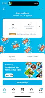 AH uitjes zegels 35 volle spaarkaarten, Tickets en Kaartjes, Eén persoon, Kortingsbon