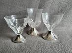 Kristallen glazen met zilveren voet - borrelglaasjes, Ophalen of Verzenden, Zilver