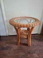 nette ronde rieten salontafel/bijzettafel, Huis en Inrichting, Tafels | Salontafels, Ophalen, Overige materialen, Gebruikt, 50 tot 100 cm