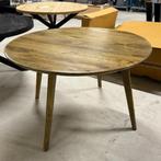 Japandi tafel bruin 130x130cm mango, 100 tot 150 cm, Rond, Nieuw, Vijf personen of meer