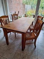 Eethoek, eettafel met 4 stoelen, grenen, Huis en Inrichting, Ophalen, Gebruikt, 50 tot 100 cm, 150 tot 200 cm