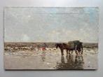 Vissers aan zee met paard en wagen, Antiek en Kunst, Ophalen of Verzenden