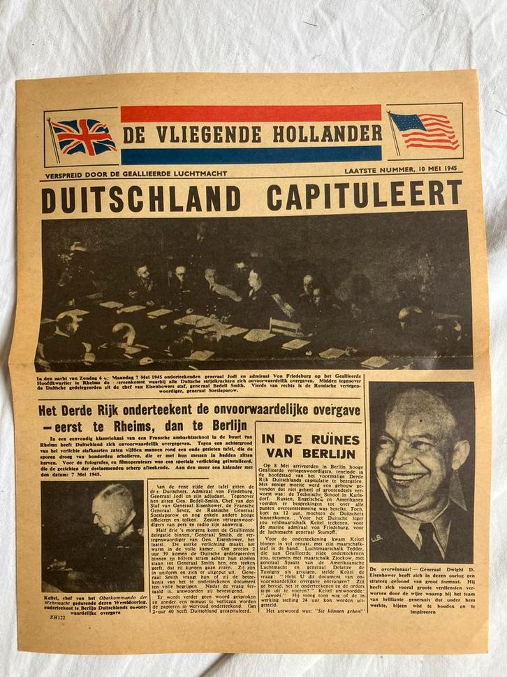 Duitsland Capituleert - 10 Mei 1945, Verzamelen, Tijdschriften, Kranten en Knipsels, Krant, Nederland, 1940 tot 1960, Ophalen