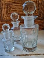 3 vintage parfum flesjes met kristallen dop In goede staat, Ophalen of Verzenden