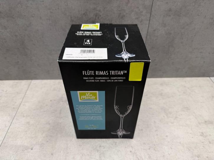 Via Mondo Champagneglas Rimas set van 4 - NIEUW - C1300, Caravans en Kamperen, Kampeeraccessoires, Nieuw, Ophalen of Verzenden