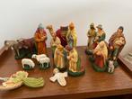 Antieke oude Kerststal beelden gips 18 delig kerstgroep, Antiek en Kunst, Ophalen of Verzenden