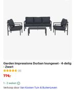 Garden Impressions Durban Loungeset - Zwart, Tuin en Terras, Tuinsets en Loungesets, Ophalen, 4 zitplaatsen, Gebruikt, Aluminium