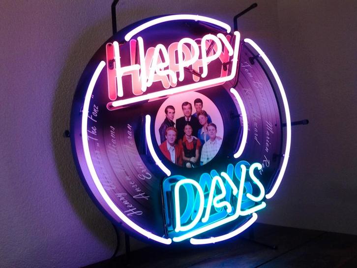 HAPPY DAYS neon lamp div. neonverlichting sixties fifties, Verzamelen, Merken en Reclamevoorwerpen, Zo goed als nieuw, Lichtbak of (neon) lamp