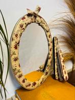 Mooie vintage spiegel jaren 50 mid century bloem met borstel, Minder dan 50 cm, Ophalen of Verzenden, Zo goed als nieuw, Minder dan 100 cm